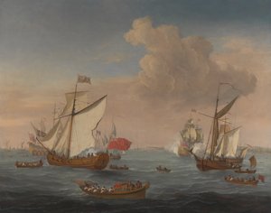Ships in the Thames Estuary near Sheerness by Isaac Sailmaker